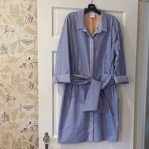 NWOT. Gretchen Scott Checkered Cotton Shirt Dress. Sz. XL